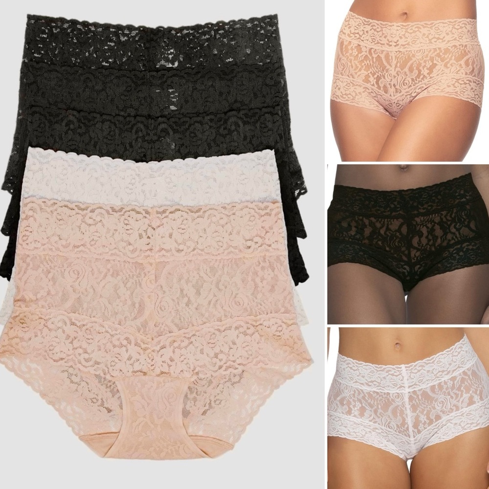 NWT Felina Signature Stretch Lace Hi-Waisted Boyleg Panty 5 Pack